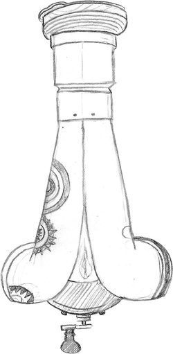 La main vielle à roue vue de dessous